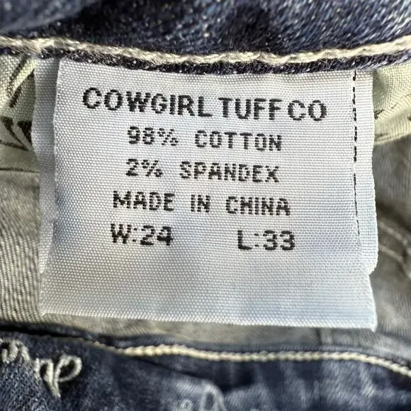 Cowgirl Tuff Jeans Women's 24x33 (0) Blue Aztec Mustang Boot Cut Embroidered - Picture 8 of 16